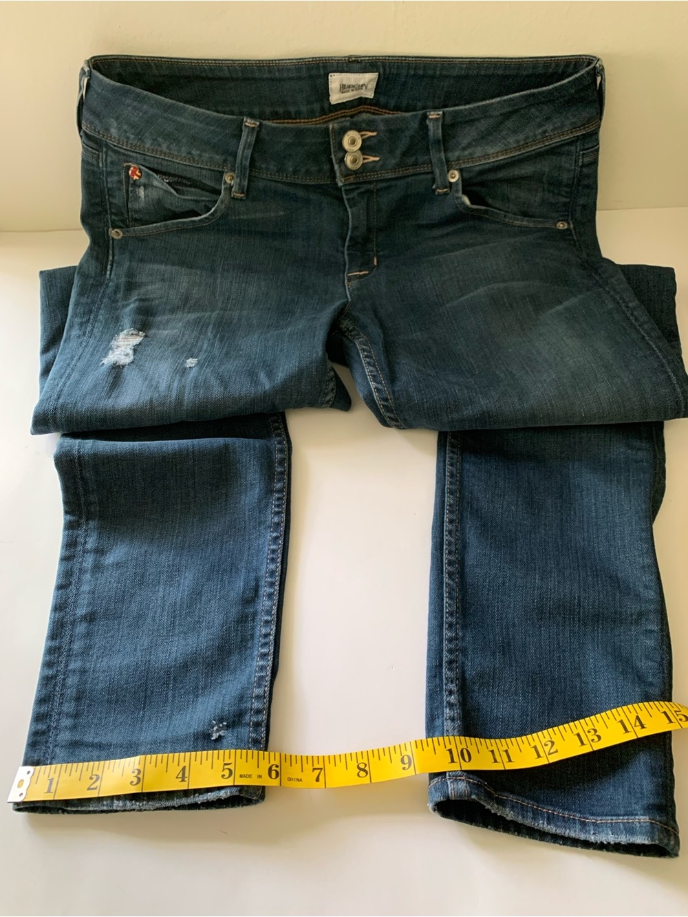 Hudson Collin Low Rise Stretch Skinny Jeans, 29, Vintage Florence Blue, Distress - Picture 10 of 16